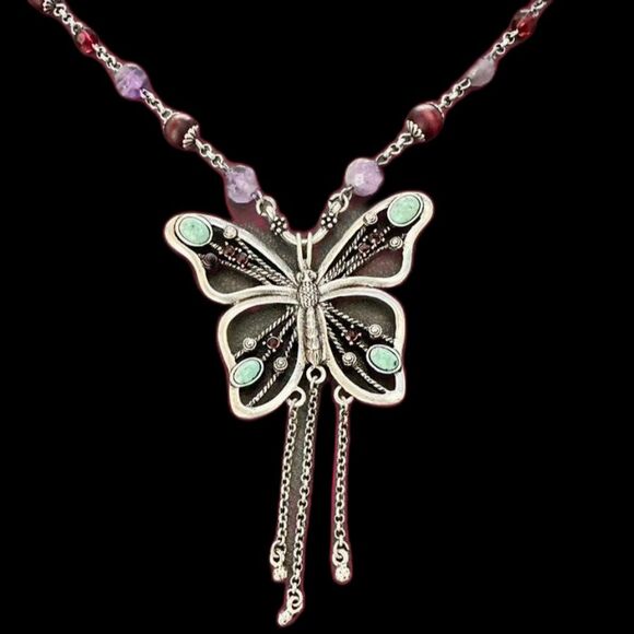 Brand New with Tags Lucky Brand Butterfly Beaded Necklace - Picture 1 of 6